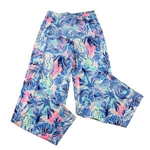 Lilly Pulitzer Size M Lorena Breezy Palazzo Pants Corsica Blue 002313